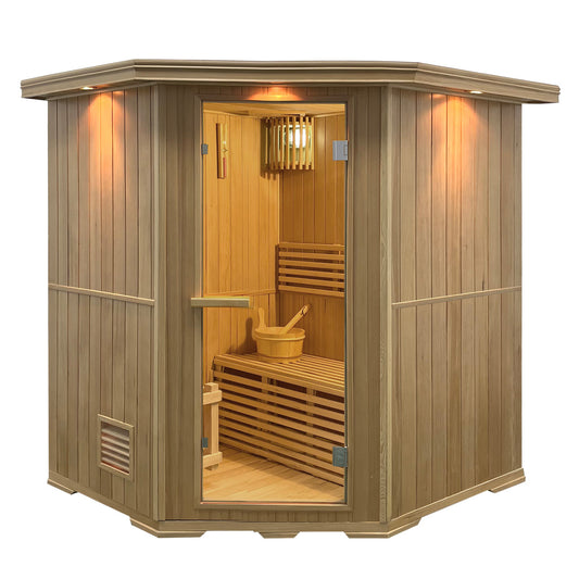 Aleko Canadian Hemlock Wet Dry Indoor Sauna - 6 kW UL Certified Heater - 6 Person