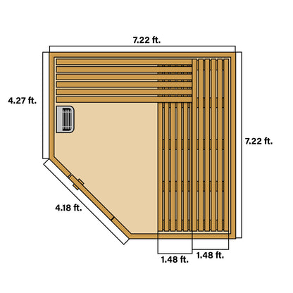 Aleko Canadian Hemlock Wet Dry Outdoor Sauna with Asphalt Roof - 8 kW UL Certified Heater - 8 Person
