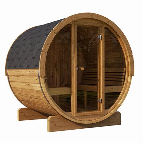 SaunaLife Model E7G Sauna Barrel Glass Front ERGO Series