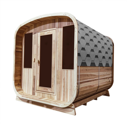 Aleko Outdoor Rustic Cedar Square Sauna – 6 Person – 6 kW UL Certified Electric Heater