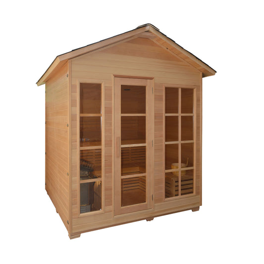 Aleko Canadian Hemlock Outdoor and Indoor Wet Dry Sauna - 6 kW UL Certified Heater - 6 Person