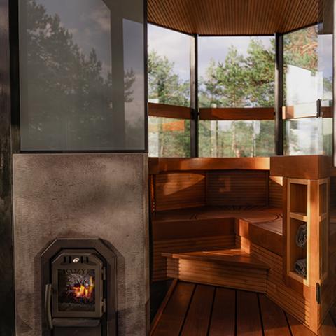 Cozy Heat Thru-Wall Sauna Heater Wood-Burning Sauna Stove, Up to 18kW