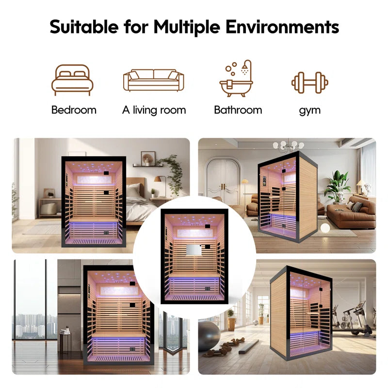 Far Infrared Sauna Hemlock 2100W Low-EMF with 7 Color Therapy