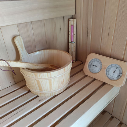 Aleko Canadian Hemlock Wet Dry Outdoor Sauna with Asphalt Roof - 8 kW UL Certified Heater - 8 Person